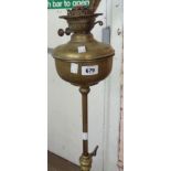 A brass telescopic oil lamp and standard