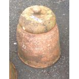 A small terracotta rhubarb forcer with lid