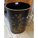 A 18" high modern Tolware style printed tin stick stand in the chinoiserie style