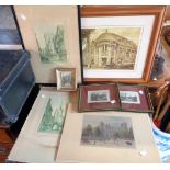 Seven various prints including "Deller's Cafe, Paignton 1911" photographic reprint, etc.