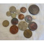 A small collection of antique and later coinage including 1754 Farthing, 1798 Isle of Man Halfpenny,