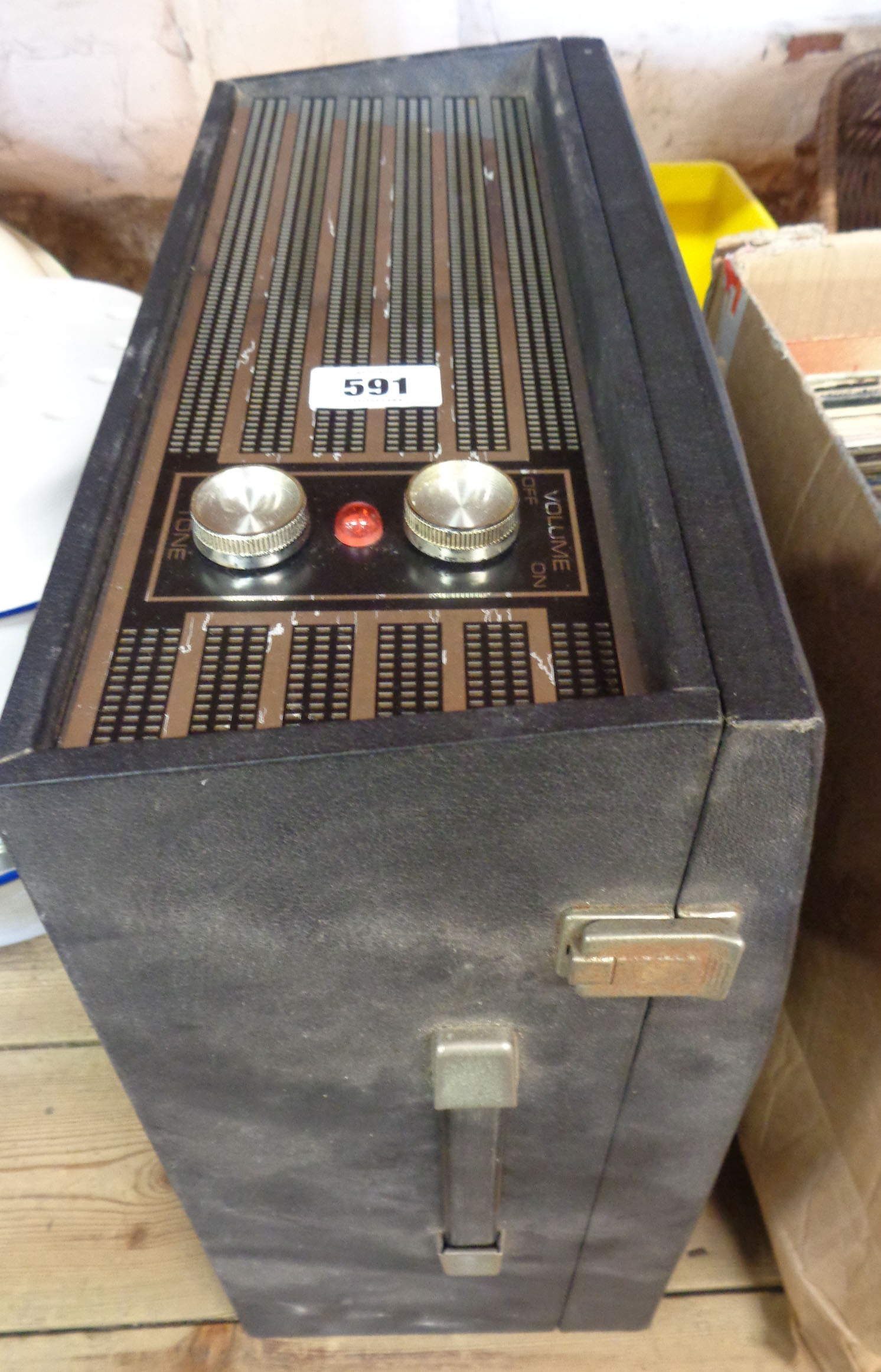 A vintage Fidelity HF38 portable record player