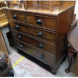 A 3' 5 1/2" late Georgian mahogany chest of two short and three long graduated drawers, set on