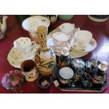 Assorted china including Crown Derby Red Aves vase, Ophelia cup and saucer, Torquay ware, etc.