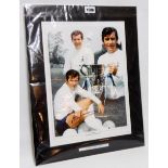 Alan Mullery: an unframed mounted triple image colour photograph, signed by the player and