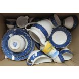 A quantity of Ridgeway Conway blue and white pattern tea and dinner ware - damage