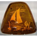 A Poole Pottery Aegean pattern arrow head dish depicting sailing vessels