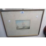 S. Owen: a framed watercolour depicting a three masted and other vessels - inventory stamp on