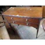 A 36" 19th Century mahogany chest of two long drawers with flanking blind fretwork decoration and