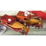 Two wooden car models