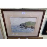 After Edmund Wimpress: a framed watercolour entitled "Lizard" (Cornwall) - signed, titled and