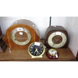 A vintage walnut and cross banded cased mantel clock with HAC eight day chiming movement - sold with