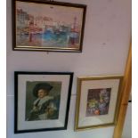 W.A. Shepherd: a framed coloured print entitled Plymouth Barbican 1991 - bearing artist signed