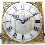 An antique longcase clock, the 10 3/4" brass and silvered square dial marked for John Knight of