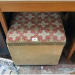 A 21" late Victorian ottoman chest with original upholstery to top and old gold velvet cladding to