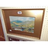 A gilt framed and slipped watercolour, depicting a moorland landscape with pool in foreground -