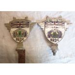 Two vintage British Racing Driver's Club enamelled car badges, both named to H. R. Attwood - varying