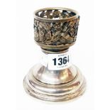 A 4" limited edition silver parcel gilt candle holder with Dean's armorial and other decoration,
