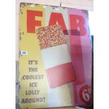 A large modern printed tin sign Fab lolly