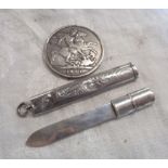 An 1891 crown and a silver fruit knife