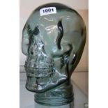 A decorative glass skull