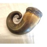 An antique sheep's horn and white metal snuff mull