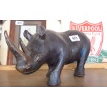A carved wood rhino