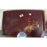 Two Japanese lacquered trays decorated with geese