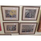 Four matching framed Victorian London Illustrated News coloured engraving plates, comprising magic