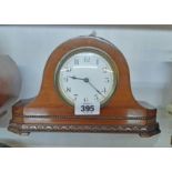 An early 20th Century small walnut Napoleon hat mantel timepiece with French eight day movement -
