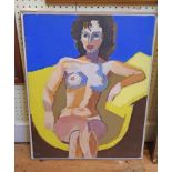 Samuel Dodwell RI: a framed acrylic on canvas board nude female study - signed - inscribed verso "