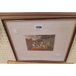 A framed hand coloured engraving after Reinagle "Lap Dog Beagles"