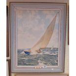 Montague Dawson: a maritime themed painted frame with vintage reproduction print on board