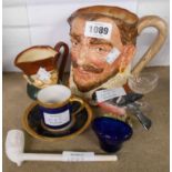 A small assortment of china and glass including large Royal Doulton Drake character jug, Beswick