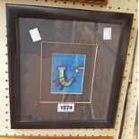 A. W.: a black framed and slipped small abstract painting - signed and dated 95