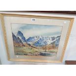 †E. Grieg Hall: a framed watercolour entitled "Grisedale Valley" - signed - inscribed and dated