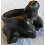 An early 20th Century Danish pottery Ipsen basalt ashtray in the form of four mice, base stamped PIE