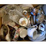 A box of assorted ceramics and glass including Japanese eggshell porcelain, etc.