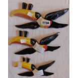 A graduated set of reproduction Carltonware style Guinness toucans