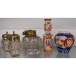 An assortment of china and glass including small Cantonese baluster vase with chip to corner,