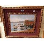 E. Gianni: an ornate gilt frame and hessian slipped modern oil on panel, depicting continental
