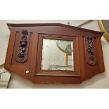 A 3' 3" early 20th Century walnut framed overmantel mirror with bevelled plate and flanking