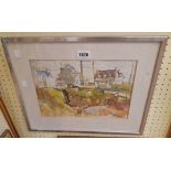 Samuel Dodwell RI: a framed watercolour entitled "Shore at Trevignon (Brittany)" - signed and with