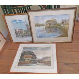 Two framed watercolours comprising one by Frank Faint "Bridgend Noss Mayo" and a Noel Vinson harbour