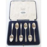 A cased set six of Mappin and Webb Art Deco silver coffee spoons - Sheffield 1933