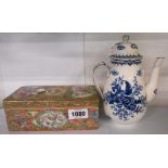 A19th Century Booths earthenware "Worcester" pine cone pattern coffee pot and lid - sold with a