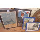 Four clip framed mid 20th Century advertising prints (recovered from publications), comprising