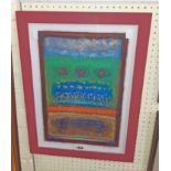 Robert G. Smith: a maroon painted framed mixed media picture entitled "Orange Band" - signed and