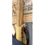 Two Hardy's split cane fly fishing rods and an unmarked similar in original canvas bags - damages to