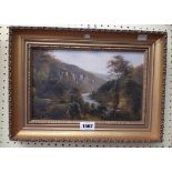 George Willis Pryce: a gilt framed oil on canvas, depicting an autumnal river landscape - signed